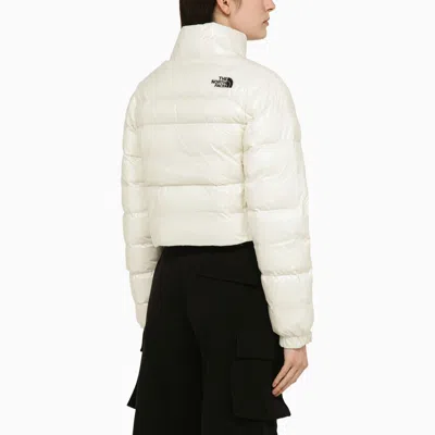 Shop The North Face Glossy White Cropped Nylon Down Jacket