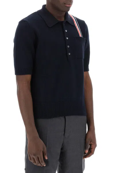 Shop Thom Browne Cotton Knit Polo Shirt With Rwb Stripe