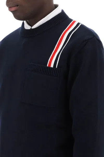 Shop Thom Browne Cotton Pullover With Rwb Stripe