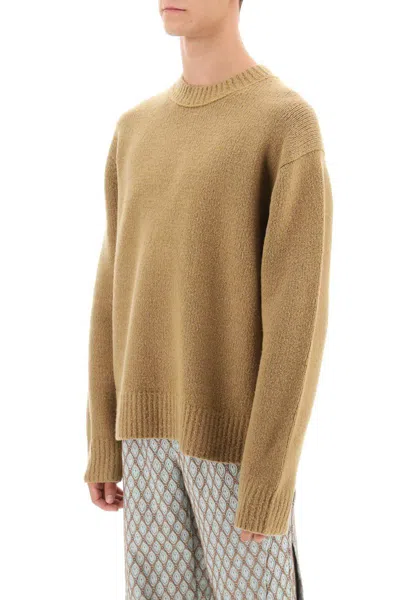 Shop Acne Studios Crew-neck Sweater In Wool And Cotton In Beige