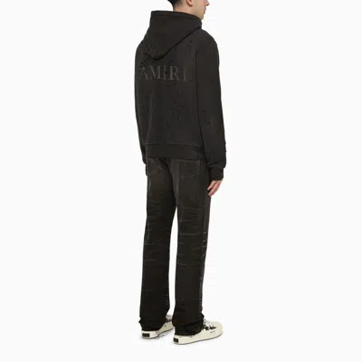 Shop Amiri Zip Sweatshirt With Wear In Black