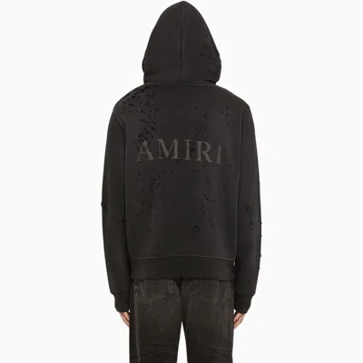 Shop Amiri Zip Sweatshirt With Wear In Black
