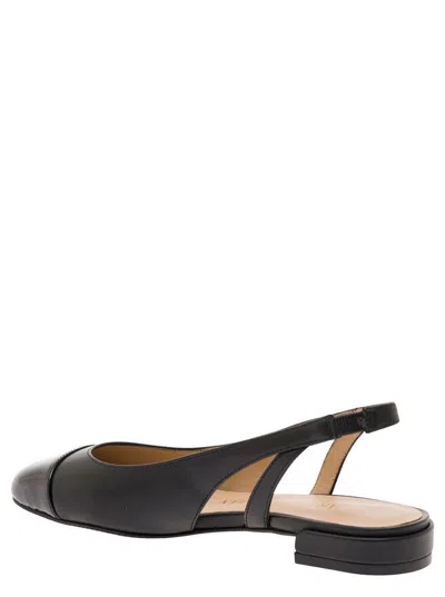 Shop Stuart Weitzman Black Slingback With Shiny Toe In Smooth Leather Woman