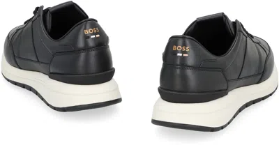 Shop Hugo Boss Boss Jace Leather Low-top Sneakers In Black