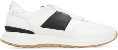 Shop Hugo Boss Boss Jace Leather Low-top Sneakers In White