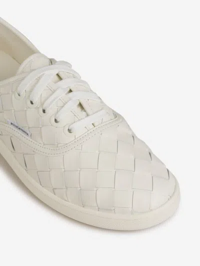 Shop Bottega Veneta Leather  Intrecciato Sneakers In Blanc