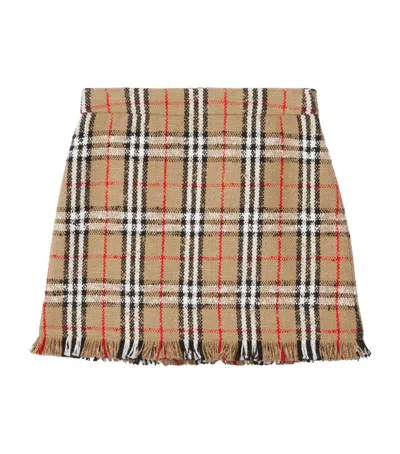 Shop Burberry Check Motif Skirt In Beige