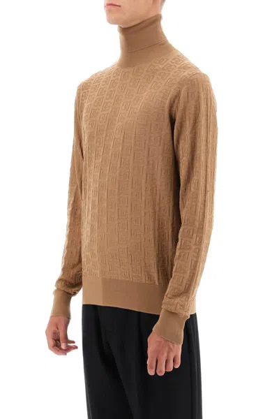 Shop Dolce & Gabbana Silk Jacquard Turtleneck Pullover In Brown