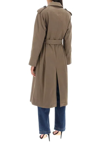 Shop Mvp Wardrobe 'bigli' Cotton Double-breasted Trench Coat In Brown