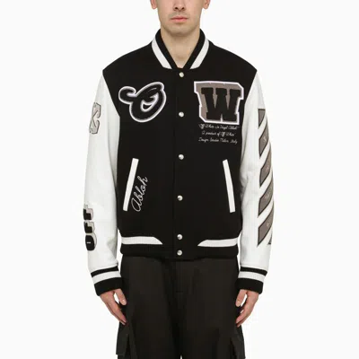 Shop Off-white ™ And White And Varsity Jacket In Black