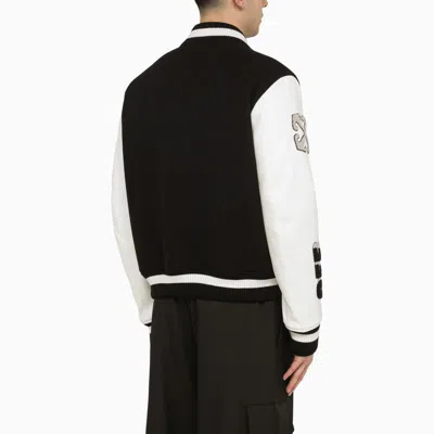 Shop Off-white ™ And White And Varsity Jacket In Black