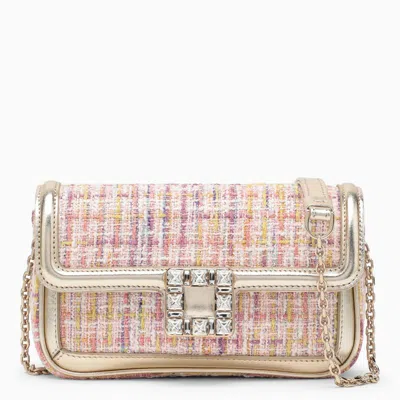 Shop Roger Vivier Shoulder Bag In Pink Bouclé Fabric In Multicolor