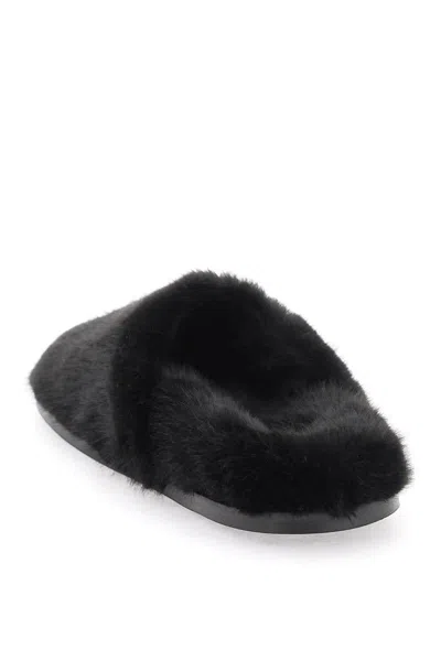 Shop Simone Rocha Faux Fur Sabots In Black