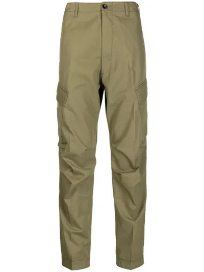 Shop Tom Ford Straight Leg Cotton Trousers In Green