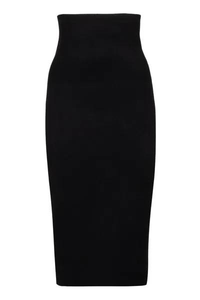Shop Victoria Beckham Viscose Midi Skirt In Black
