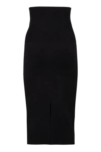 Shop Victoria Beckham Viscose Midi Skirt In Black