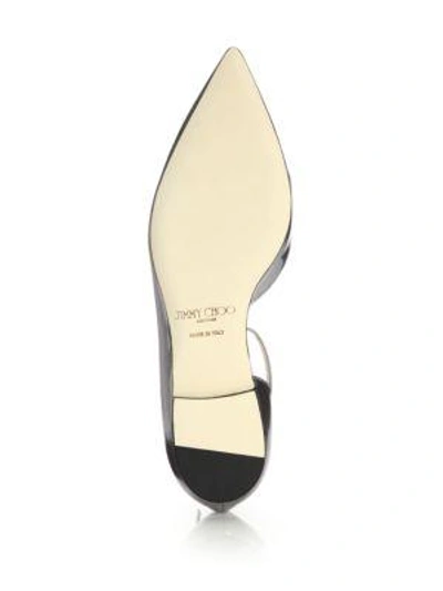 Shop Jimmy Choo Lucy Metallic Leather Ankle-strap Flats In Silver