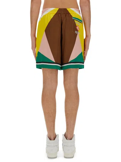Shop Casablanca Silk Bermuda Shorts In Multicolour