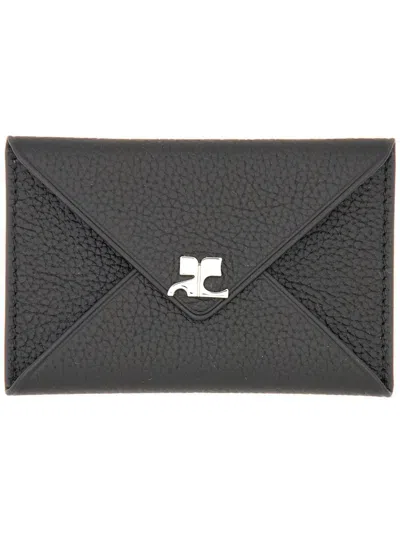 Shop Courrèges Envelope Card Holder In Black