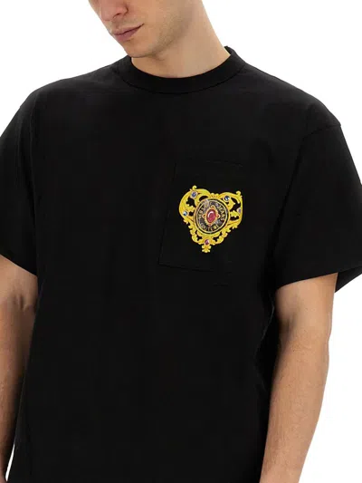 Shop Versace Jeans Couture "heart Couture" T-shirt In Black