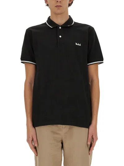 Shop Woolrich Polo With Logo In Black