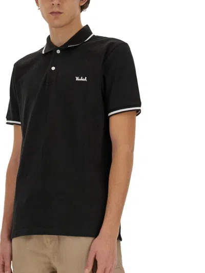 Shop Woolrich Polo With Logo In Black