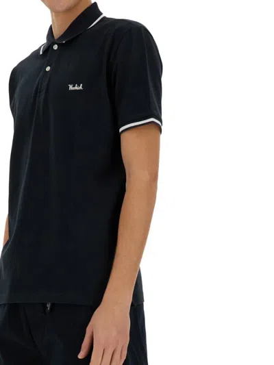 Shop Woolrich Polo With Logo In Blue