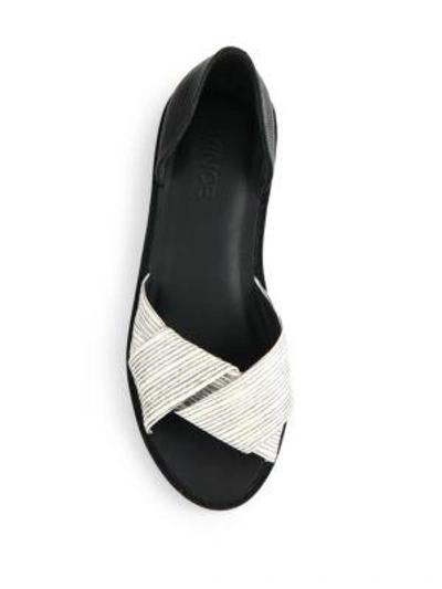 Shop Vince Idara Striped Lizard-embossed Leather Sandals In Black-white