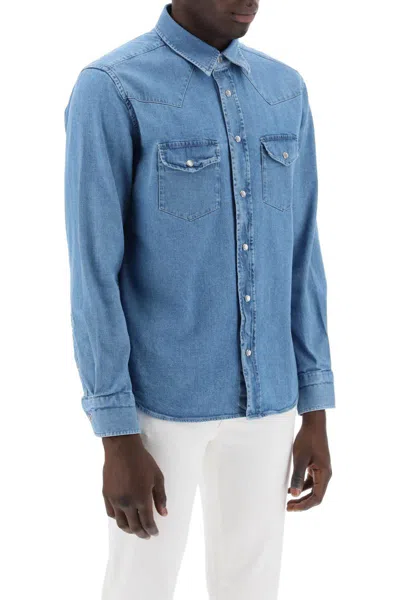 Shop Tom Ford Denim Western Shirt For Men In Blue