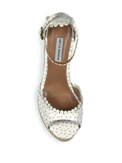Shop Tabitha Simmons Harp Perforated Leather Espadrille Platform Wedge Sandals In White