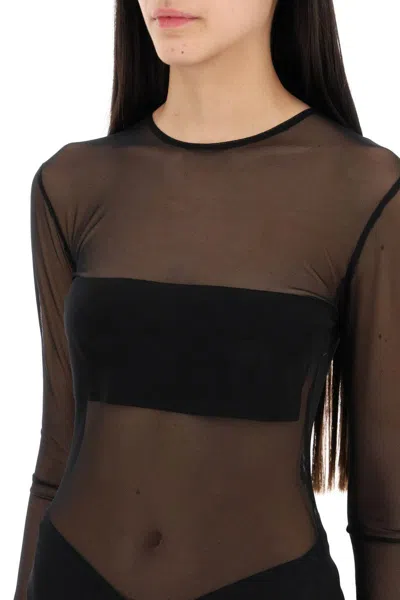 Shop Norma Kamali Mesh Dash Top For Women's In Black