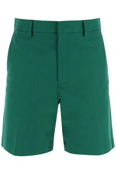 Shop Valentino Garavani "canvas Bermuda Shorts With V Detail" In Green