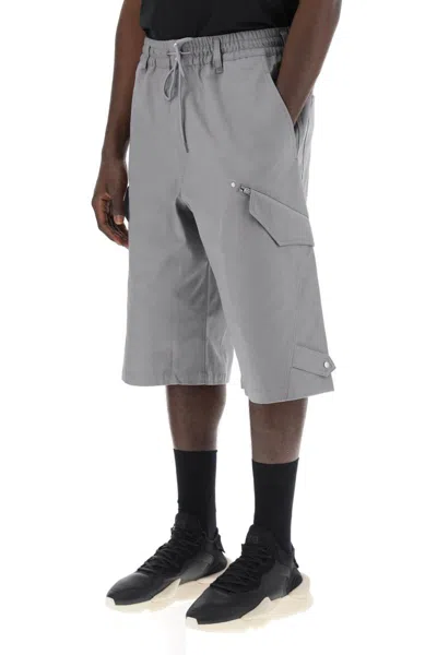 Shop Y-3 Canvas Multi-pocket Bermuda Shorts. In Grey