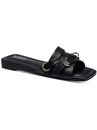 Shop Alfani Ivy Womens Faux Leather Open Toe Flatform Sandals In Black