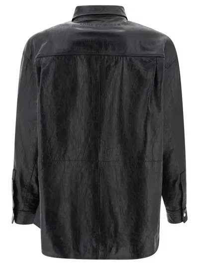 Shop Acne Studios Leather Overshirt Jacket