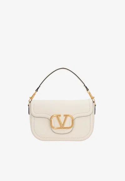 Shop Valentino Alltime Grained Leather Shoulder Bag In White