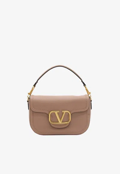 Shop Valentino Alltime Grained Leather Shoulder Bag In Blush