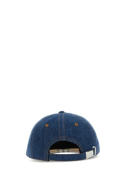 Shop Burberry Woman Denim Baseball Cap In Blue