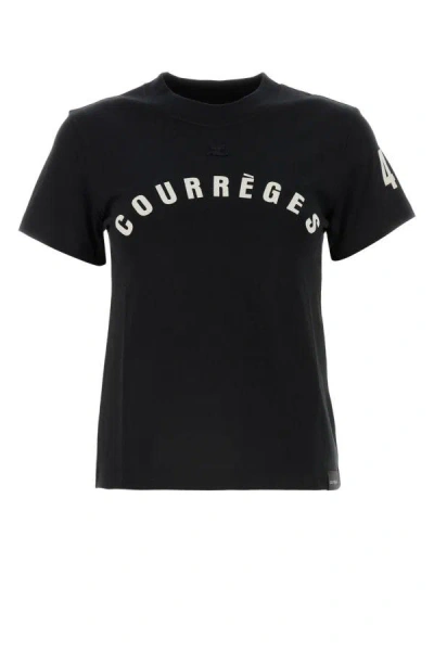 Shop Courrèges Courreges Woman Black Cotton T-shirt