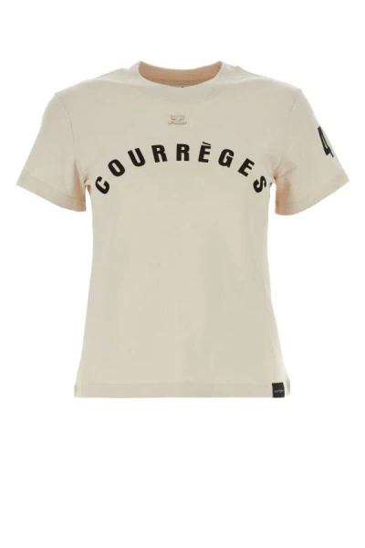 Shop Courrèges Courreges Woman Chalk Cotton T-shirt In White