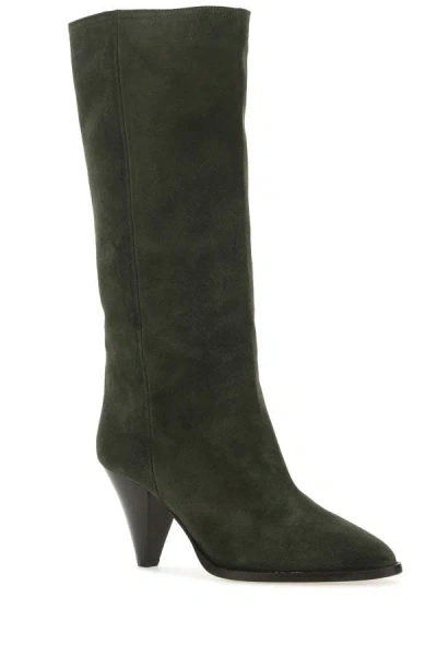 Shop Isabel Marant Woman Dark Green Suede Lispa Boots