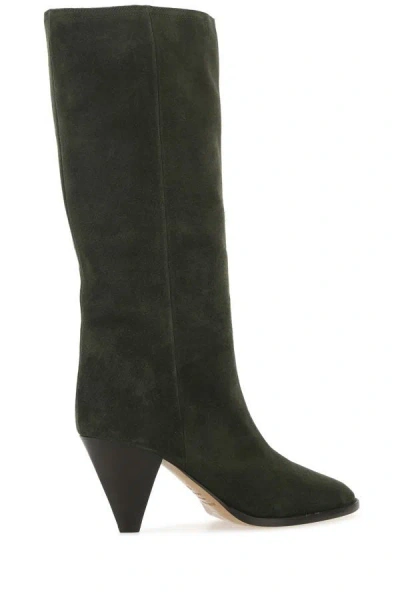 Shop Isabel Marant Woman Dark Green Suede Lispa Boots