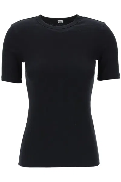 Shop Totême Toteme Ribbed Jersey T-shirt For A Women In Black