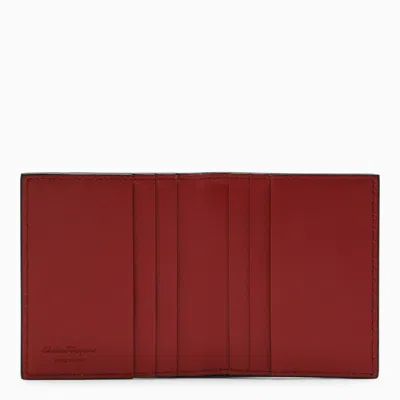 Shop Ferragamo Black/red Leather Card Holder With Gancini Logo