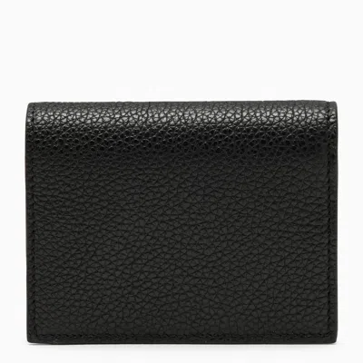 Shop Ferragamo Small Black Leather Wallet With Logo