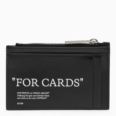 Shop Off-white Off White™ Black/white Leather Zipped Card Case