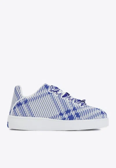 Shop Burberry Check Knit Box Low-top Sneakers In Blue