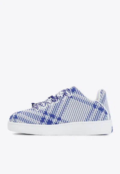 Shop Burberry Check Knit Box Low-top Sneakers In Blue