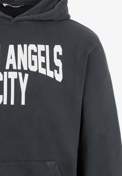 Shop Palm Angels City Washed Hooded Sweatshirt In Gray