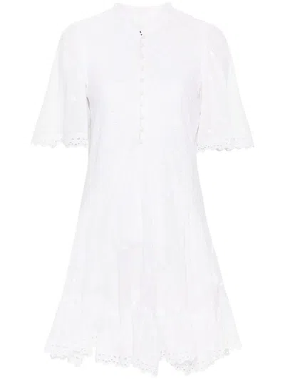 Shop Isabel Marant Étoile Short Slayae Dress In Broderie Anglaise In White